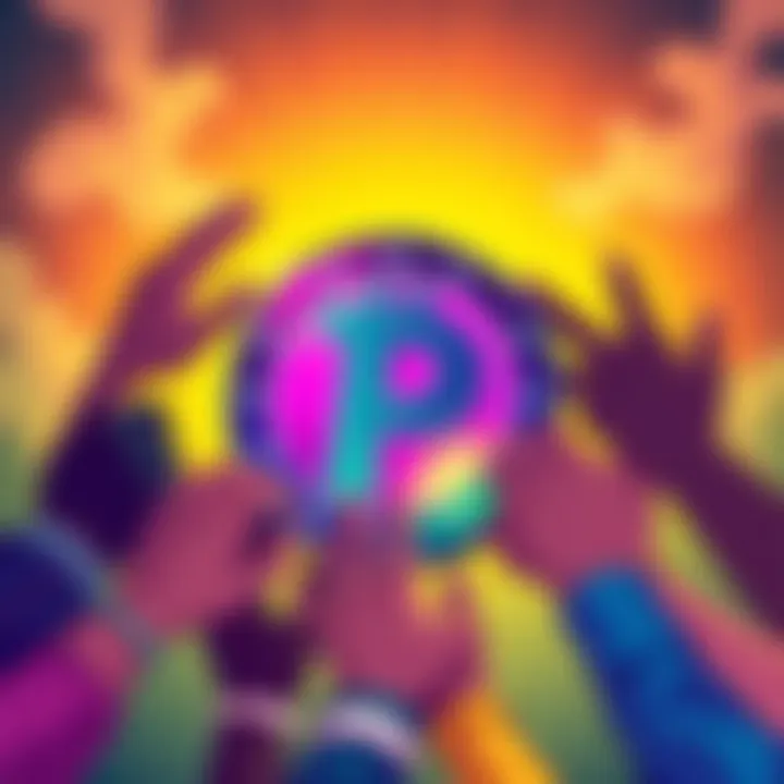 A vibrant illustration of the Pepecoin logo surrounded by supportive community members holding hands, symbolizing unity and security in the crypto world.