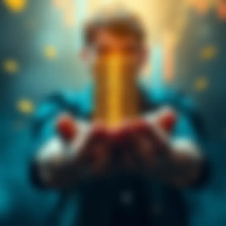 A person holding a stack of coins, representing long-term investment and commitment.