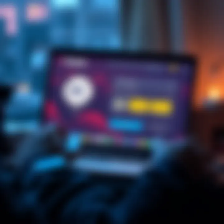 A person looking at a laptop screen showing the process of buying Kaspa cryptocurrency and selecting a wallet.