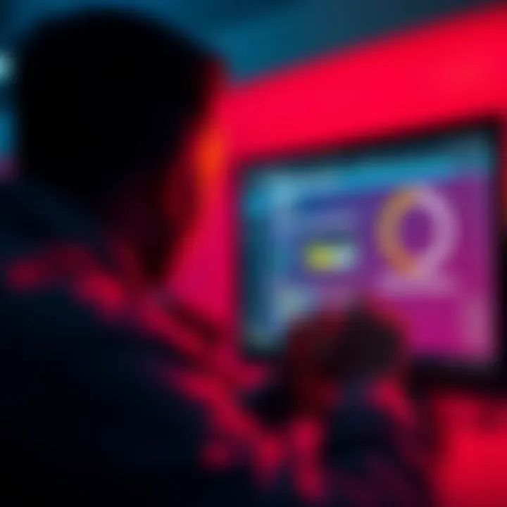 Individual looking at a computer screen displaying account verification details and a loading symbol