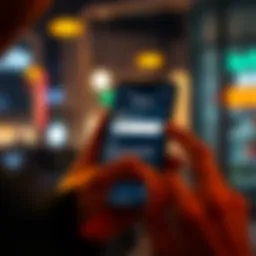 A person looking at their phone with a Bitcoin wallet app open, showing a pending transaction status.