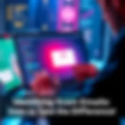 A person looking at a laptop screen with an email inbox, trying to identify if an email is a scam or not