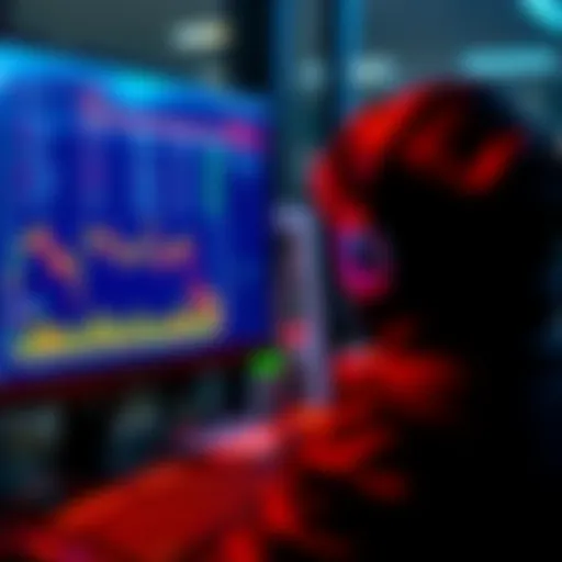 A person looking at a computer screen displaying transaction history and financial data for more than 12 months.