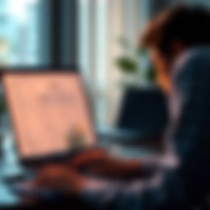 Person looking at a computer screen Individual checking tax documents and 1099-DA form on a laptop