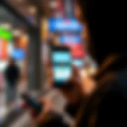 Individual looking at a banking app showing a money transfer limit alert on their phone