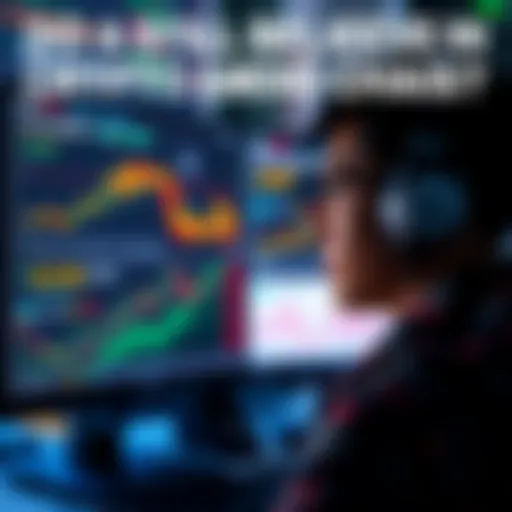 A person looking thoughtfully at a computer screen displaying cryptocurrency charts and news headlines about recent market chaos and hacks.