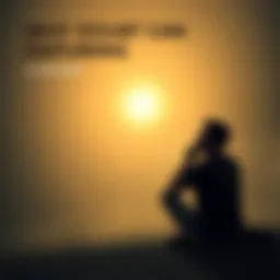 A person sitting alone with a thoughtful expression, surrounded by soft light, symbolizing the struggle between faith and doubt.