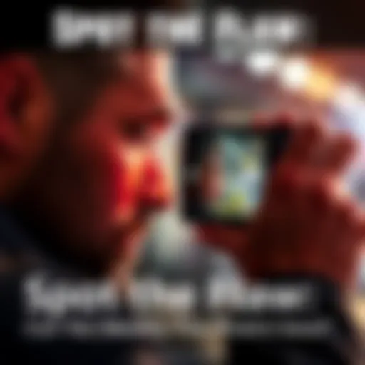 Person Examining Photo A person closely inspecting a photo for flaws or issues