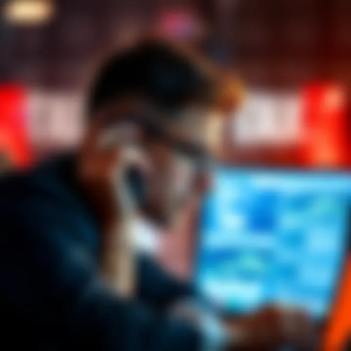 Person on phone getting help for tax issues Individual frustrated while seeking help on the phone regarding tax issues with Gemini