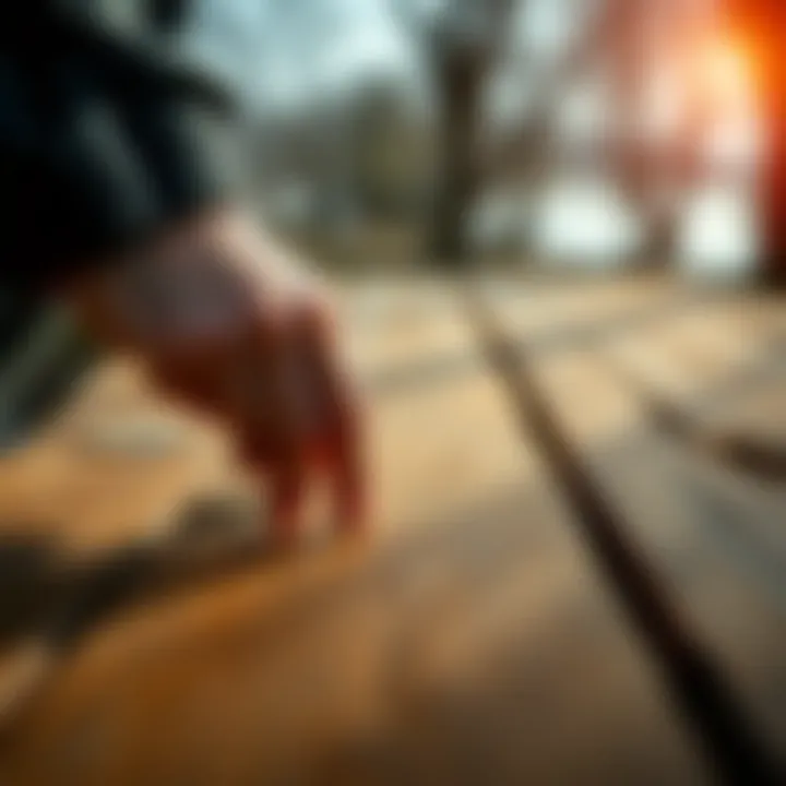 A hand knocking on a wooden surface, symbolizing the superstition of 'knock on wood'