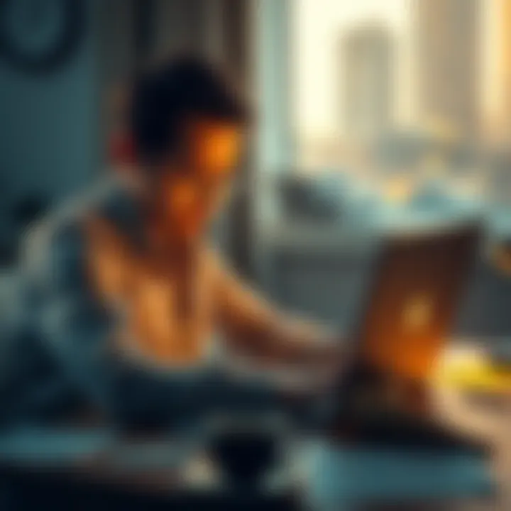 A person looking frustrated while working on a laptop, with notes and cryptographic symbols around them, reflecting on their recent Bitcoin puzzle quest