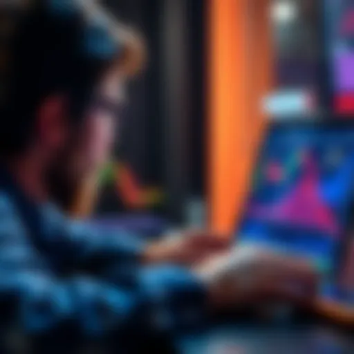 Person looking at Bitcoin chart Individual showing concern while viewing a declining Bitcoin chart on a laptop screen