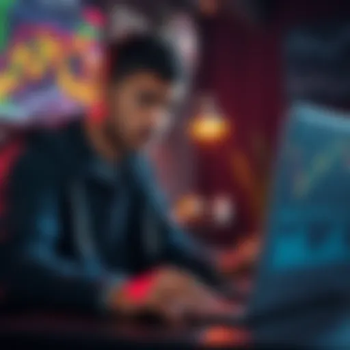 A beginner appears puzzled while analyzing cryptocurrency market graphs on a laptop, expressing doubts about crypto investments.