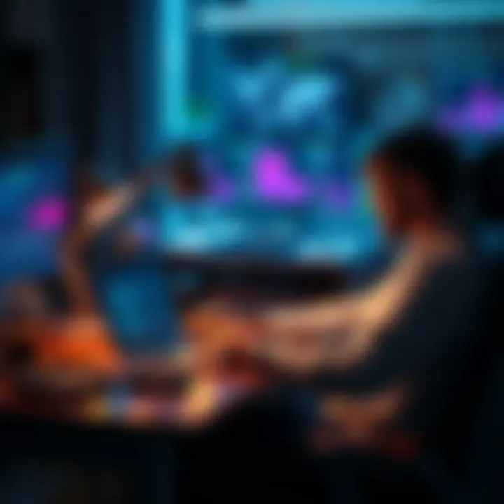 Person managing cryptocurrency assets A person sitting at a desk with a laptop, reviewing cryptocurrency holdings and digital wallets, portraying empowerment in finance.
