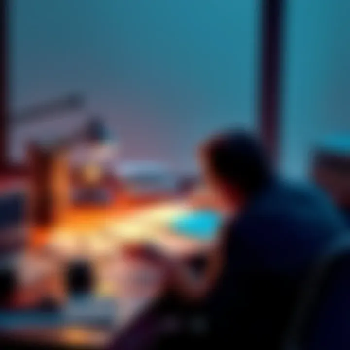 A person sits at a desk with a laptop, reviewing financial documents and planning their budget, symbolizing financial independence.