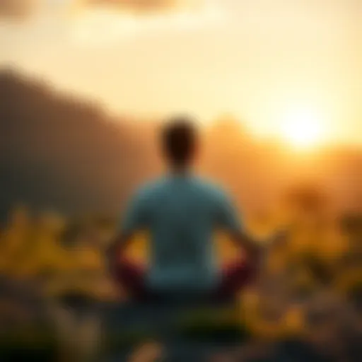 An individual sitting cross-legged in a peaceful setting, practicing mindfulness meditation to aid PTSD recovery