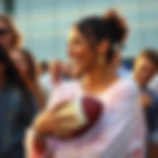 Person Mistaking Object for Football A person laughing while holding an object they mistakenly think is a football, surrounded by friends enjoying the moment.