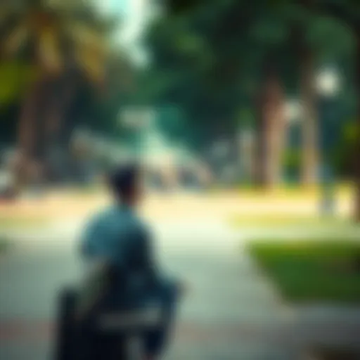 A person sitting alone on a bench, looking contemplative while surrounded by a busy park, suggesting feelings of isolation in beliefs.