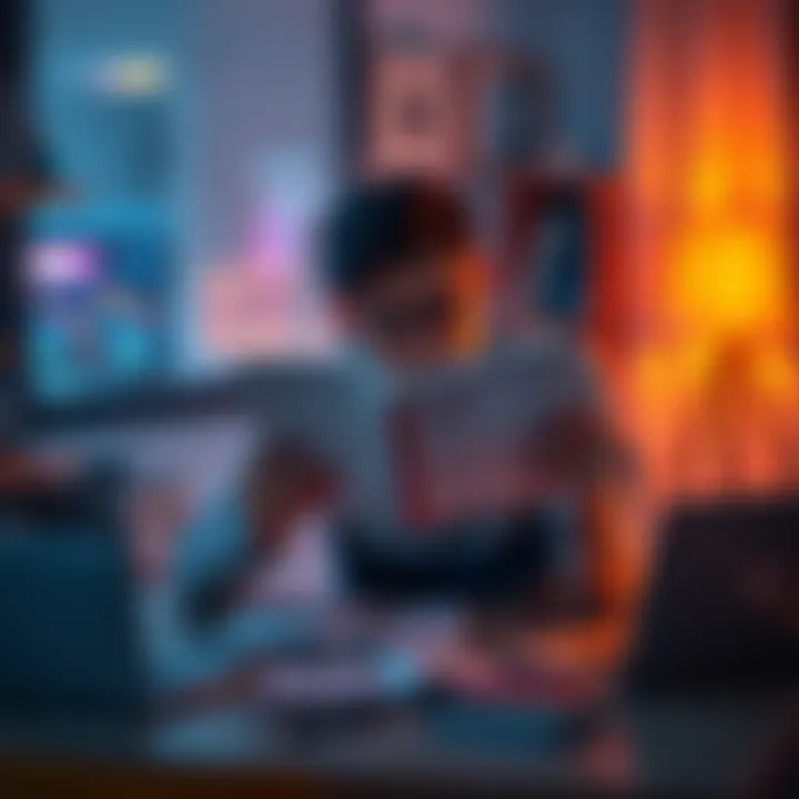 Person reading a DeFi book A beginner sitting at a desk, reading a book about Decentralized Finance, with notes and a laptop nearby.
