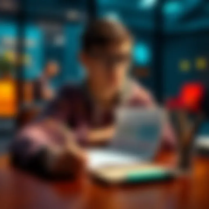 A person sitting at a table with a thoughtful expression, looking at a list of options on a notebook, symbolizing the evaluation of choices.