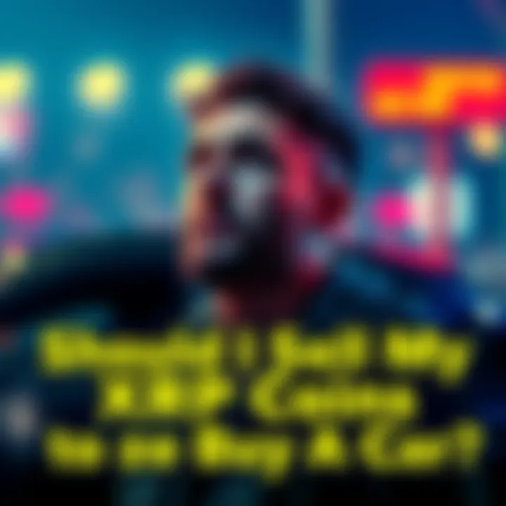 Individual contemplating the decision to sell XRP coins to fund a car purchase