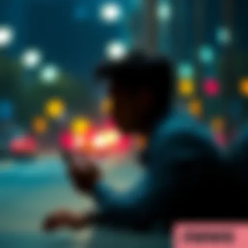 Individual sitting alone with a phone in hand, contemplating about dating apps