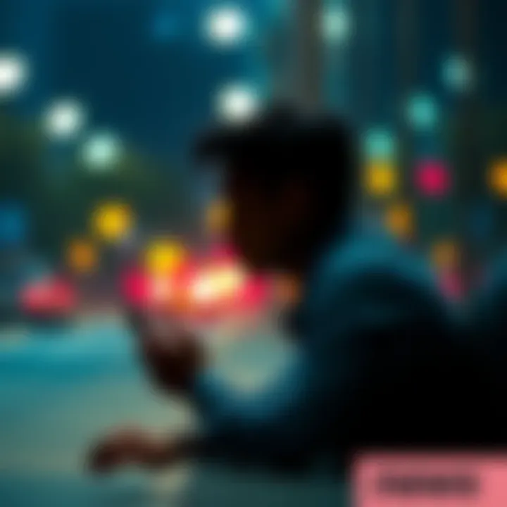 Individual sitting alone with a phone in hand, contemplating about dating apps