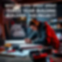 Individual focused on building a project with tools and blueprints around