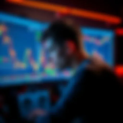 A person focused on Bitcoin price charts on a computer screen, representing a journey into cryptocurrency.