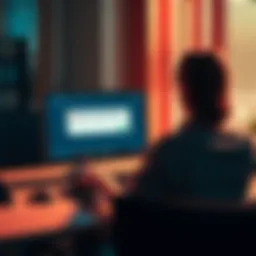 A person sitting at a desk, looking at a laptop with a warning message about a suspicious credential request, blocking it immediately.