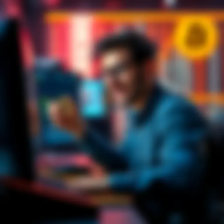 A person confidently buying Bitcoin on a computer, showcasing the growing interest in cryptocurrency