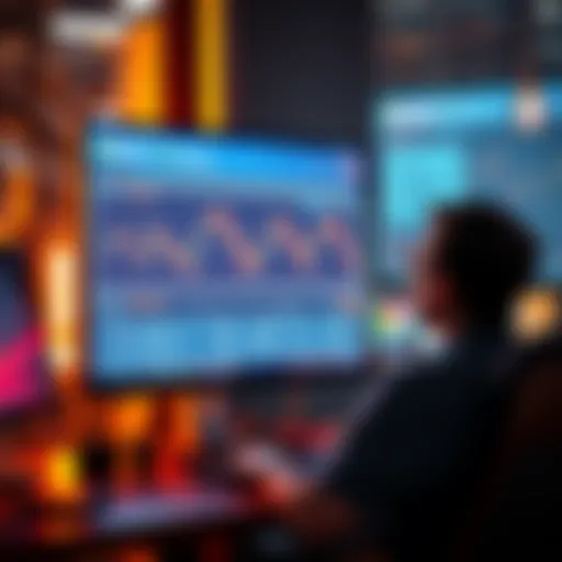 A person sitting at a computer, looking at a Bitcoin exchange website, preparing to make a purchase.