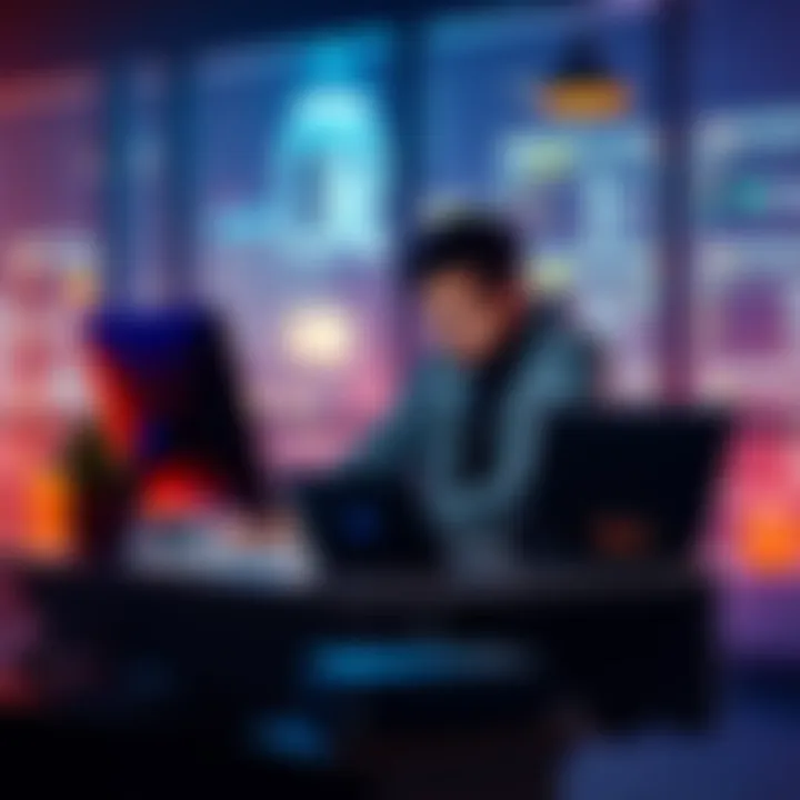 Individual sitting at a desk, focused on coding on their laptop, symbolizing a challenge to banks