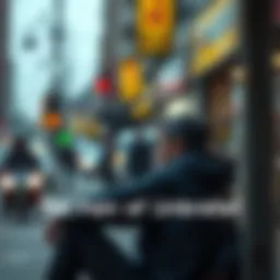 Person expressing inner turmoil A person sitting alone, looking thoughtful and sad, with a blurred background of a busy street, conveying feelings of doubt and longing for trust.