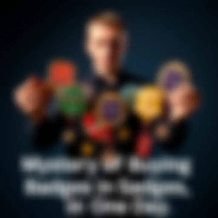 Person Holding Multiple Badges A person standing with several badges from different states, showcasing a variety of designs and colors, indicating a recent buying spree.