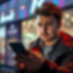 Person Holding Smartphone with Revolut App Individual looking worried while checking the Revolut app on their smartphone, expressing concern over account closure in Germany.