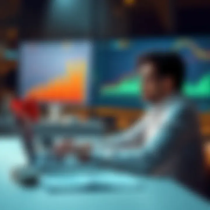 A person sits at a table with a cash gift and investment options displayed on a laptop, looking thoughtful about decisions, with charts showing growth in the background.