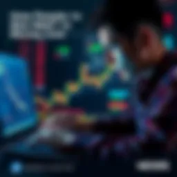 Individual analyzing cryptocurrency charts on a laptop, showing a mix of excitement and concern over market trends