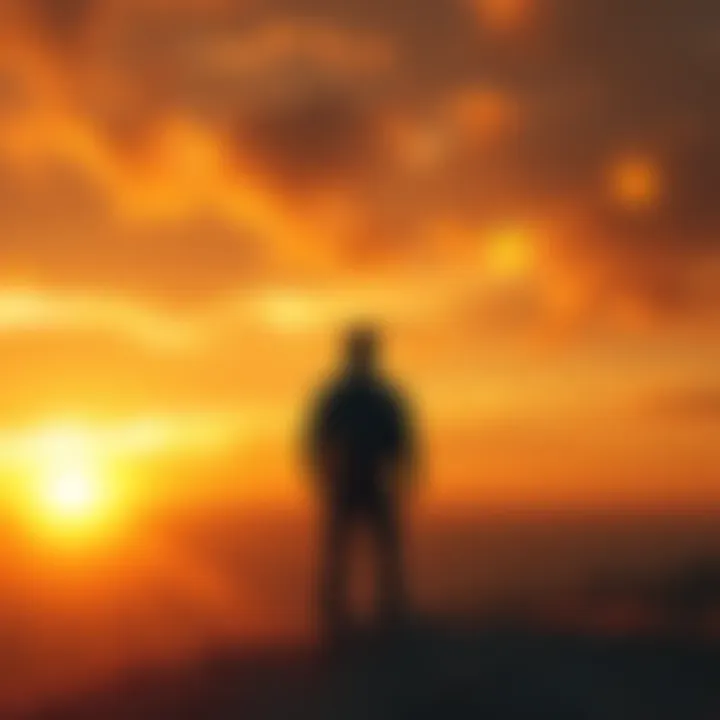 A person standing on a hilltop, gazing at the sunrise, symbolizing hope and resilience in facing challenges.