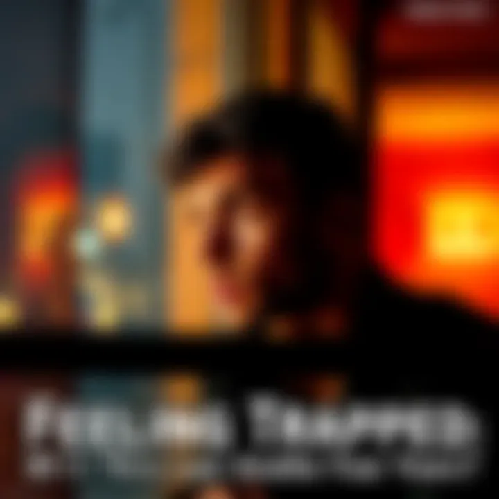 Individual with a concerned expression gazing out a window, symbolizing feelings of being trapped and longing for change.