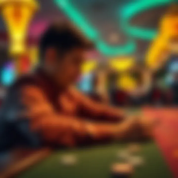 Individual sitting at a casino table looking frustrated as chips are being lost