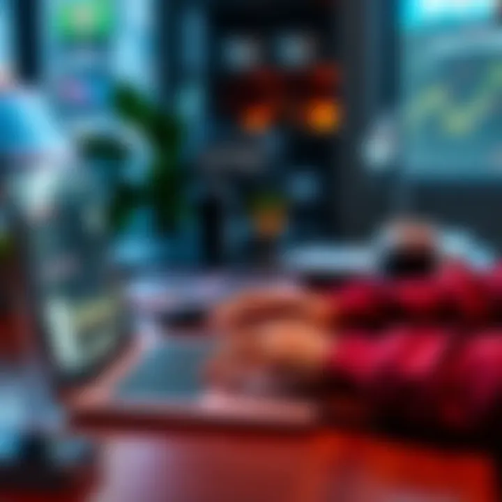 Person using multiple apps on a laptop A person multitasking on a laptop with several bandwidth sharing apps opened, showing a busy workspace