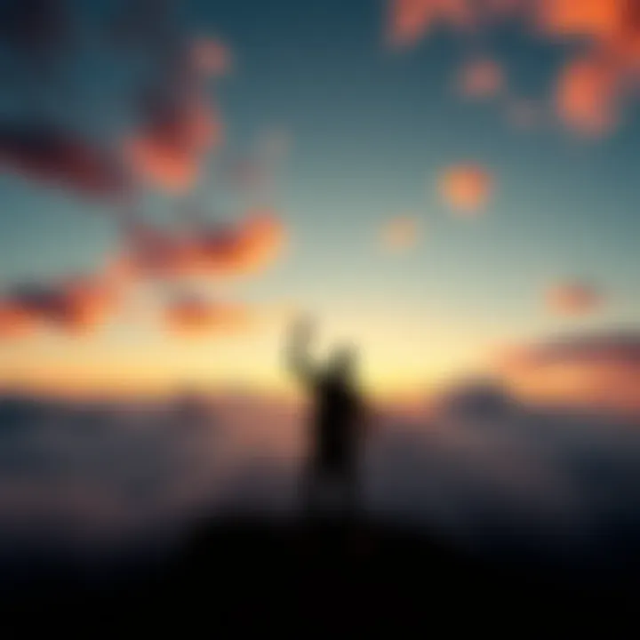 A person standing confidently in a serene environment, symbolizing triumph over inner struggles related to bloodlust.