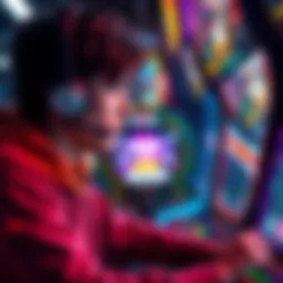 Person playing a mini game A person focused on a mini game at an arcade, aiming to earn parcels through gameplay.