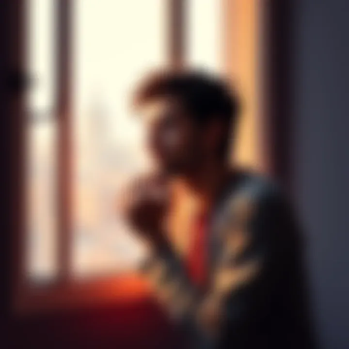 Person Reflecting on Life A thoughtful individual sitting by a window, gazing outside, reflecting on their life journey.