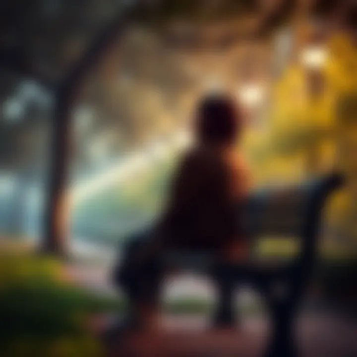 A person sits on a park bench, looking thoughtful as they reflect on their life decisions and lessons learned.