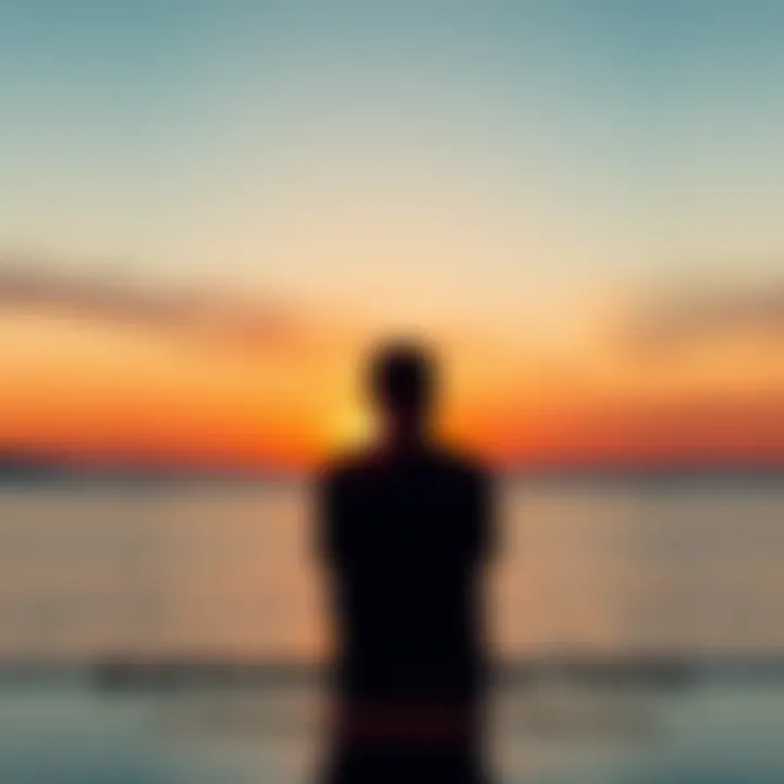 A person sitting alone, looking contemplative with a sunset in the background, symbolizing the journey of recovery from addiction.