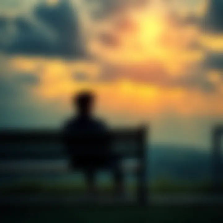 A person sitting on a bench looking out at a cloudy sky, deep in thought about life's challenges.