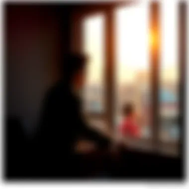 A person sitting quietly by a window, looking thoughtful and reflective, with warm sunlight streaming in, creating a peaceful atmosphere.