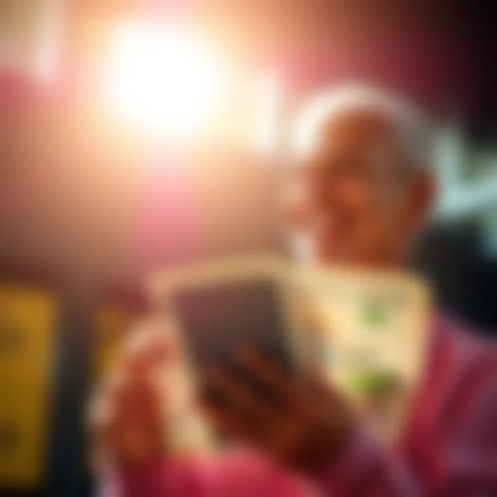 A person smiling and looking relaxed, holding a new ledger with a bright background, representing their improved well-being after the swap.
